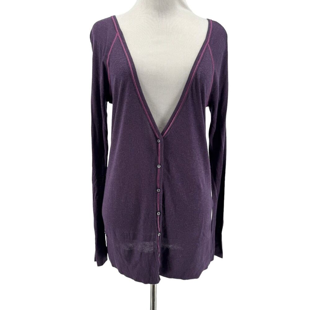 Lacoste Women's‎ Purple Long Sleeve Cardigan Sweater Size 36